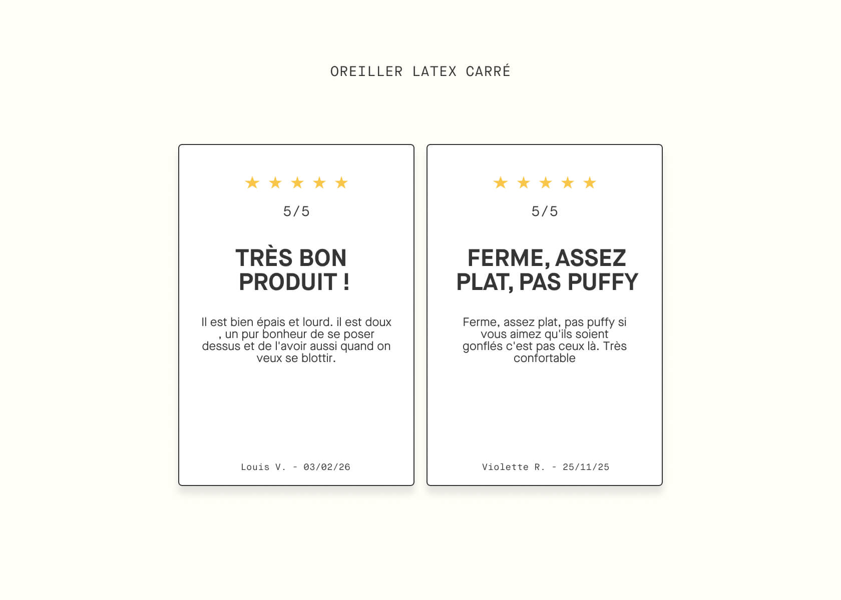 Oreiller en latex naturel carré