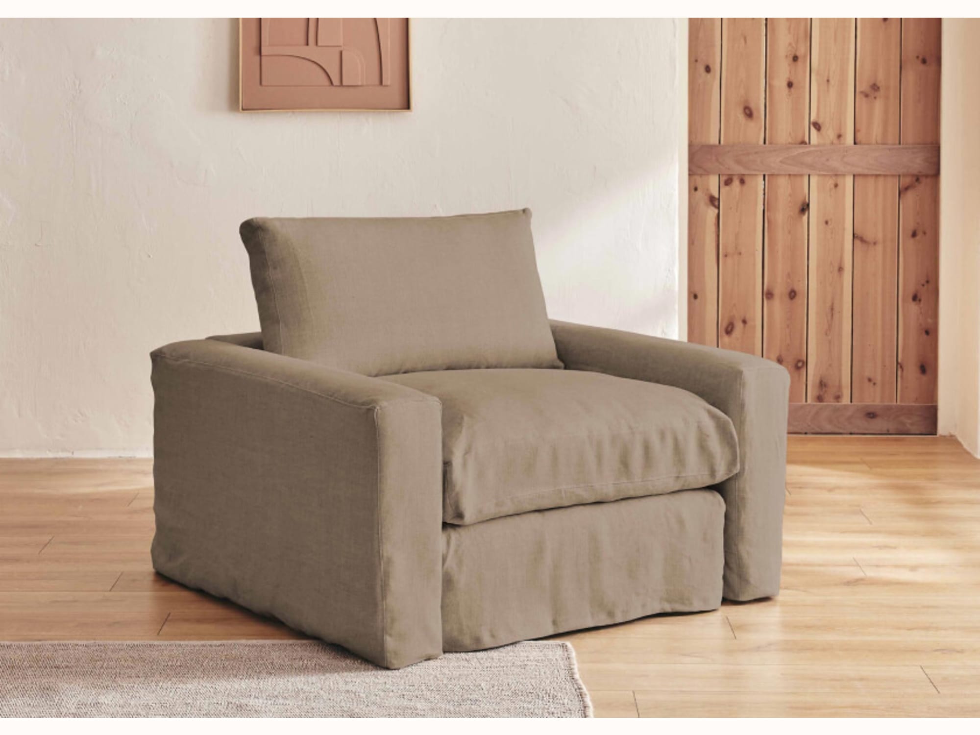 Fauteuil large en lin LENO - 80 cm