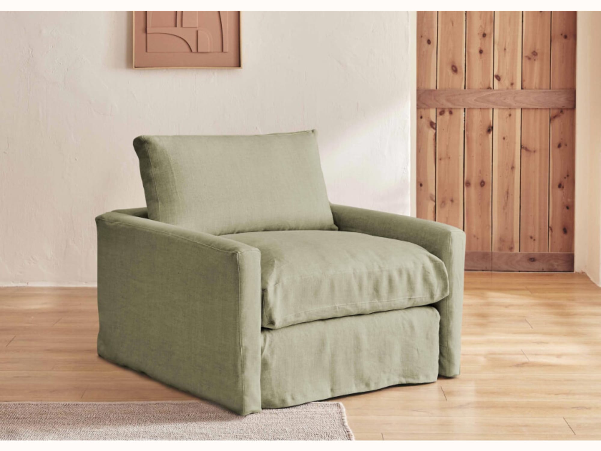Fauteuil large en lin LENO - 80 cm