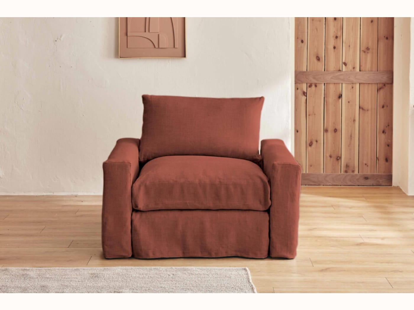 Fauteuil large en lin LENO - 80 cm