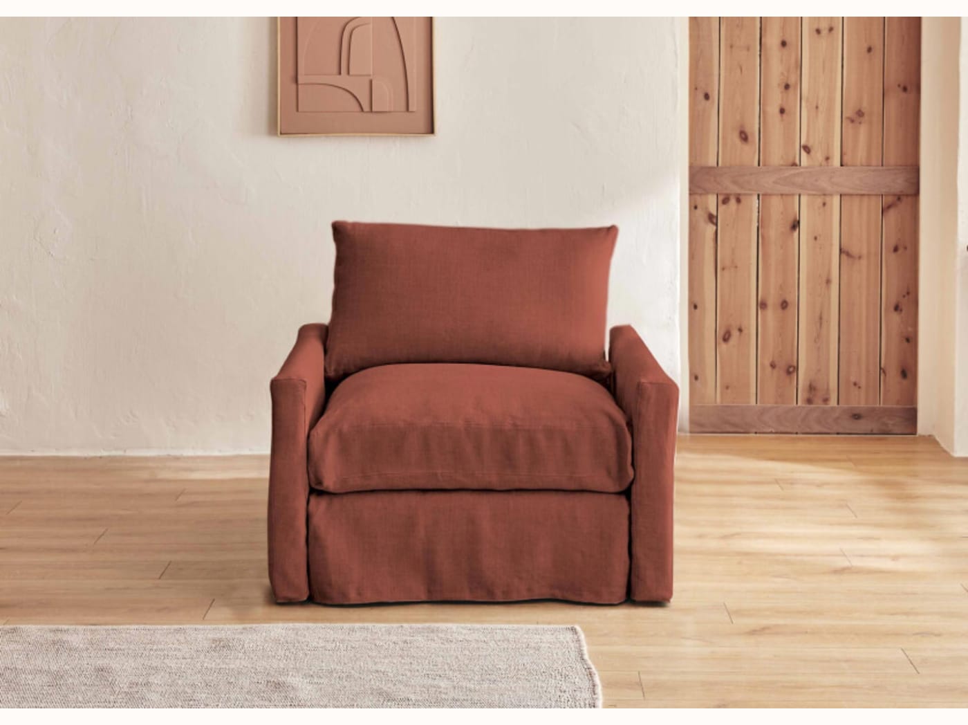 Fauteuil large en lin LENO - 80 cm