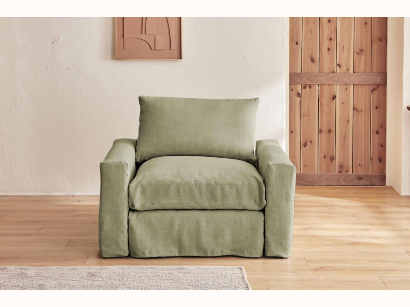 Fauteuil large en lin LENO - 80 cm