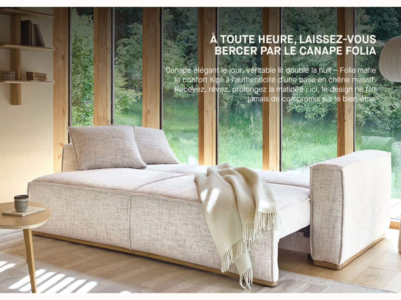 Canapé convertible avec base en bois FOLIA