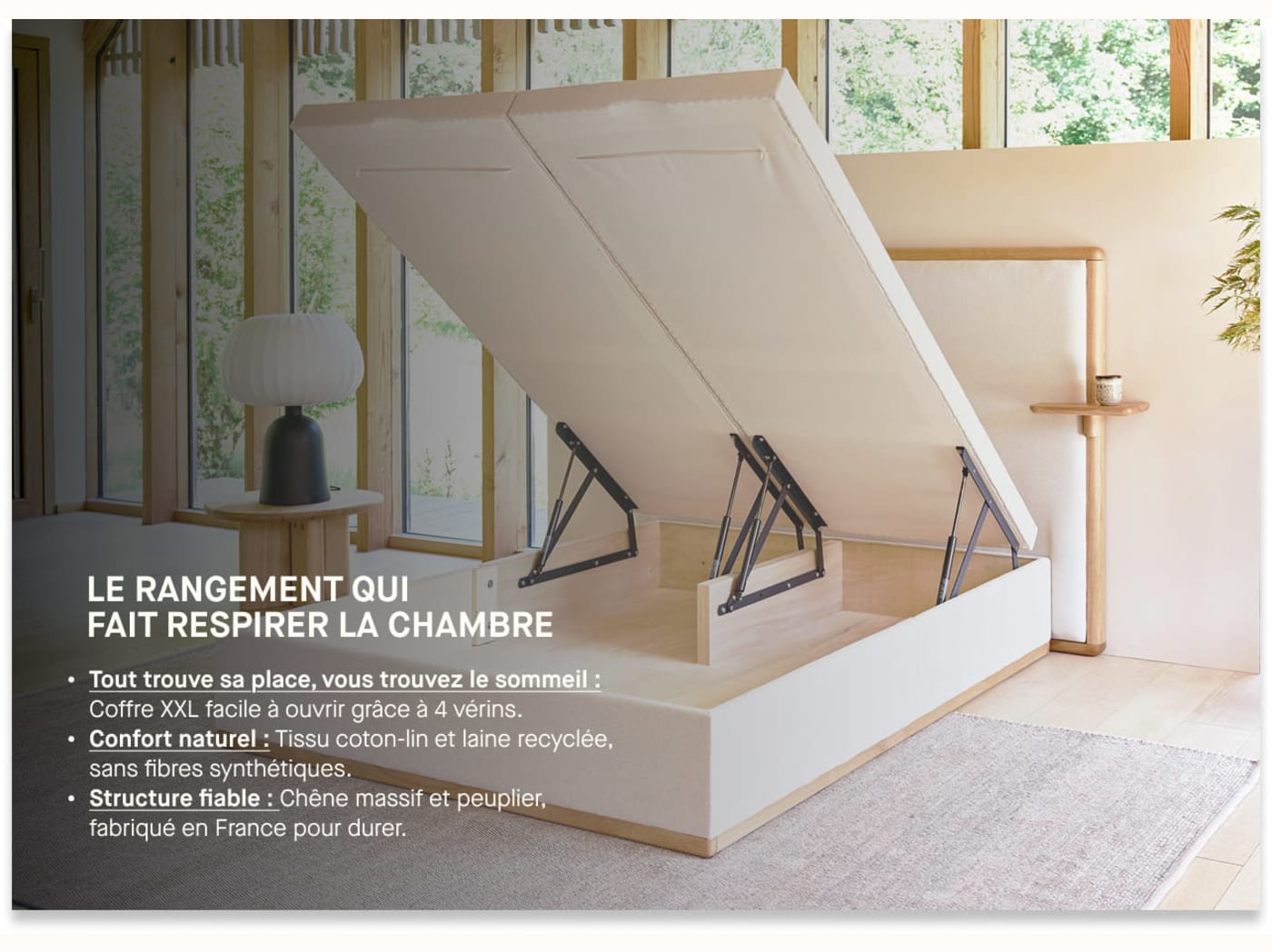 Lit coffre premium en bois massif - LA VOILE