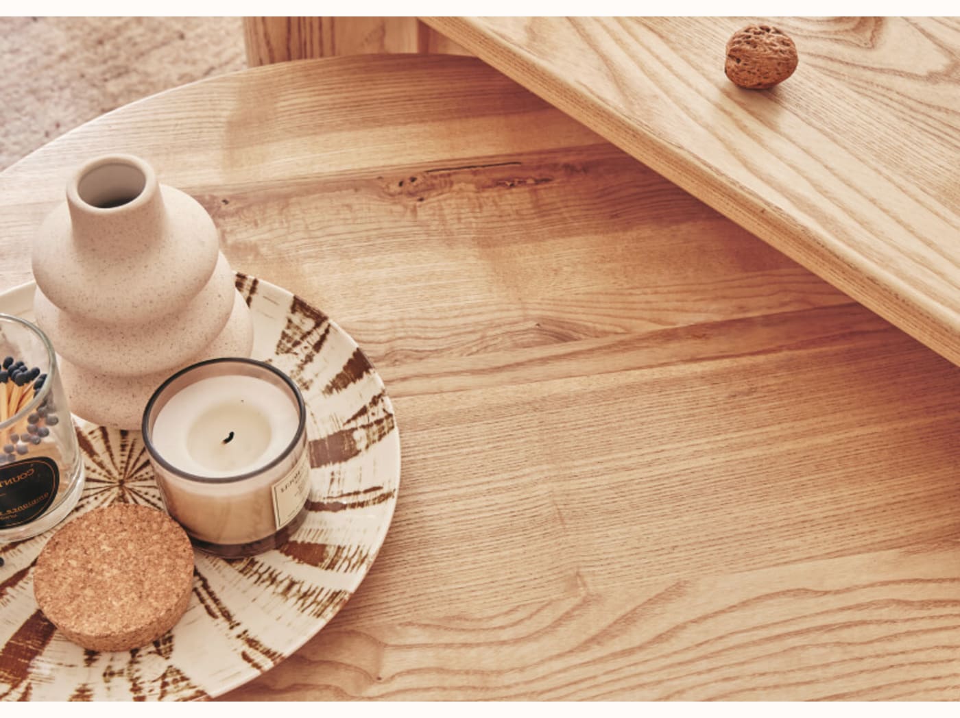 Tables basses gigognes rondes en bois massif clair - BAOBAB