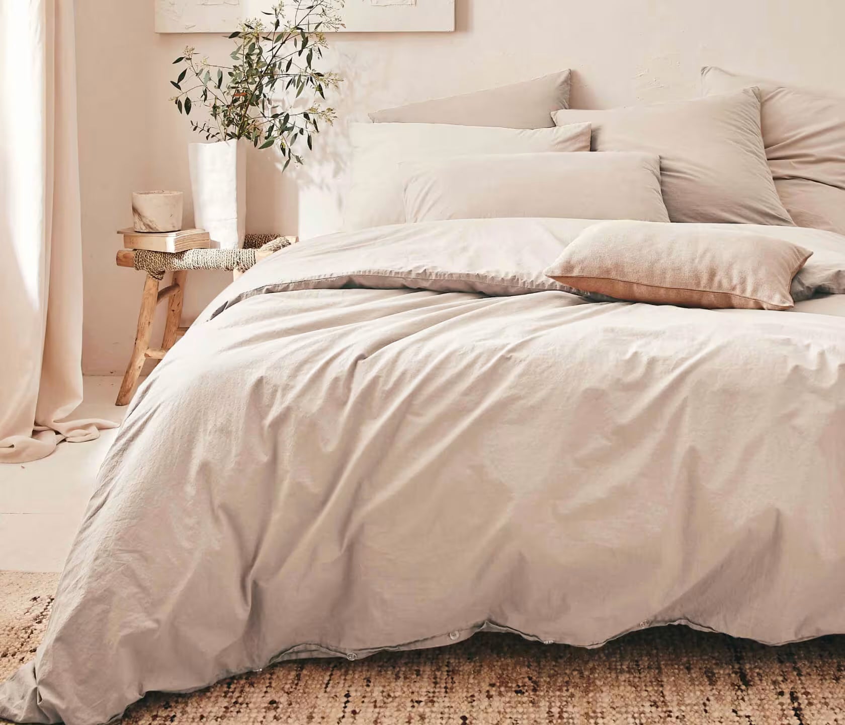 Drap housse en coton lavé
