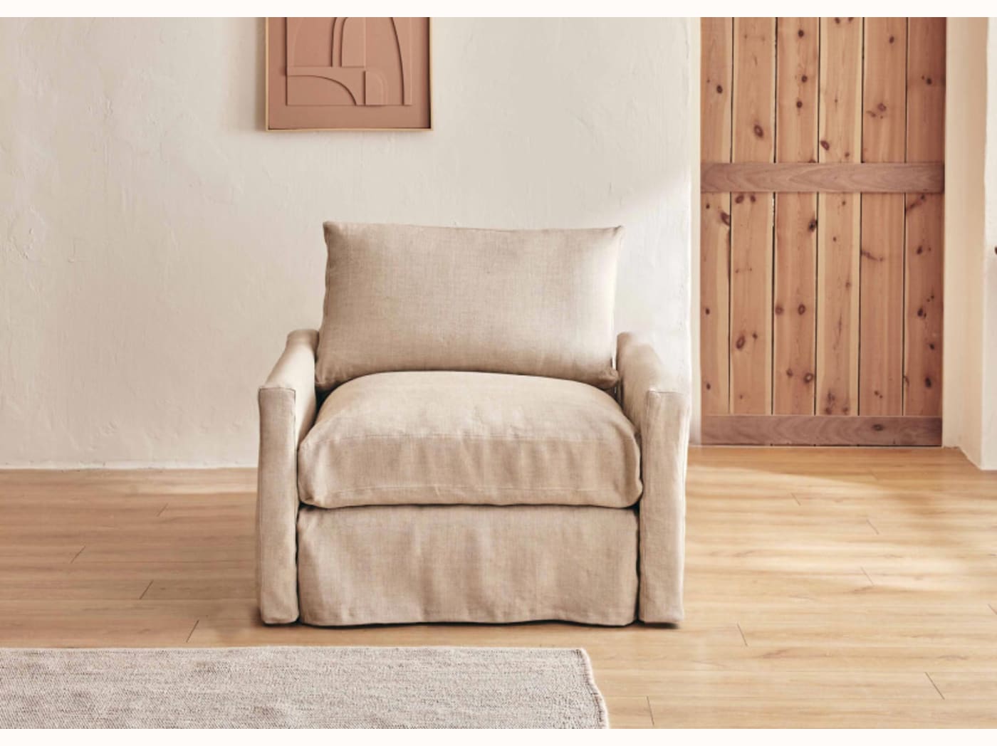 Fauteuil large en lin LENO - 80 cm