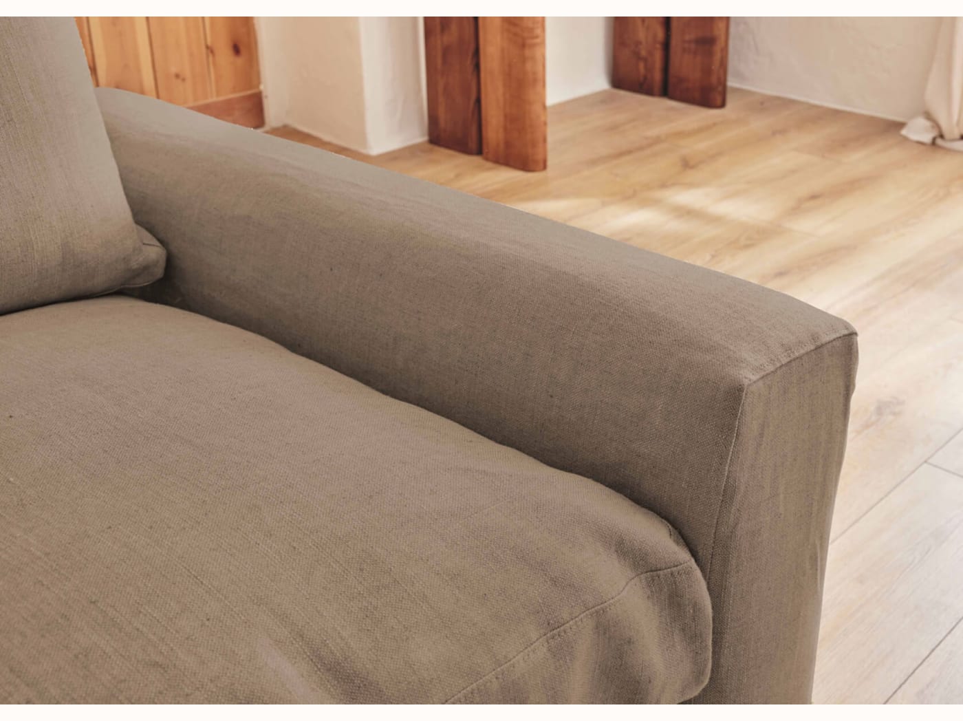 Fauteuil large en lin LENO - 80 cm