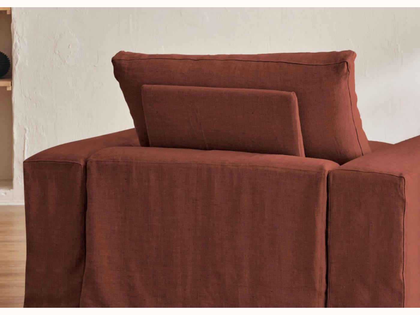 Fauteuil large en lin LENO - 80 cm