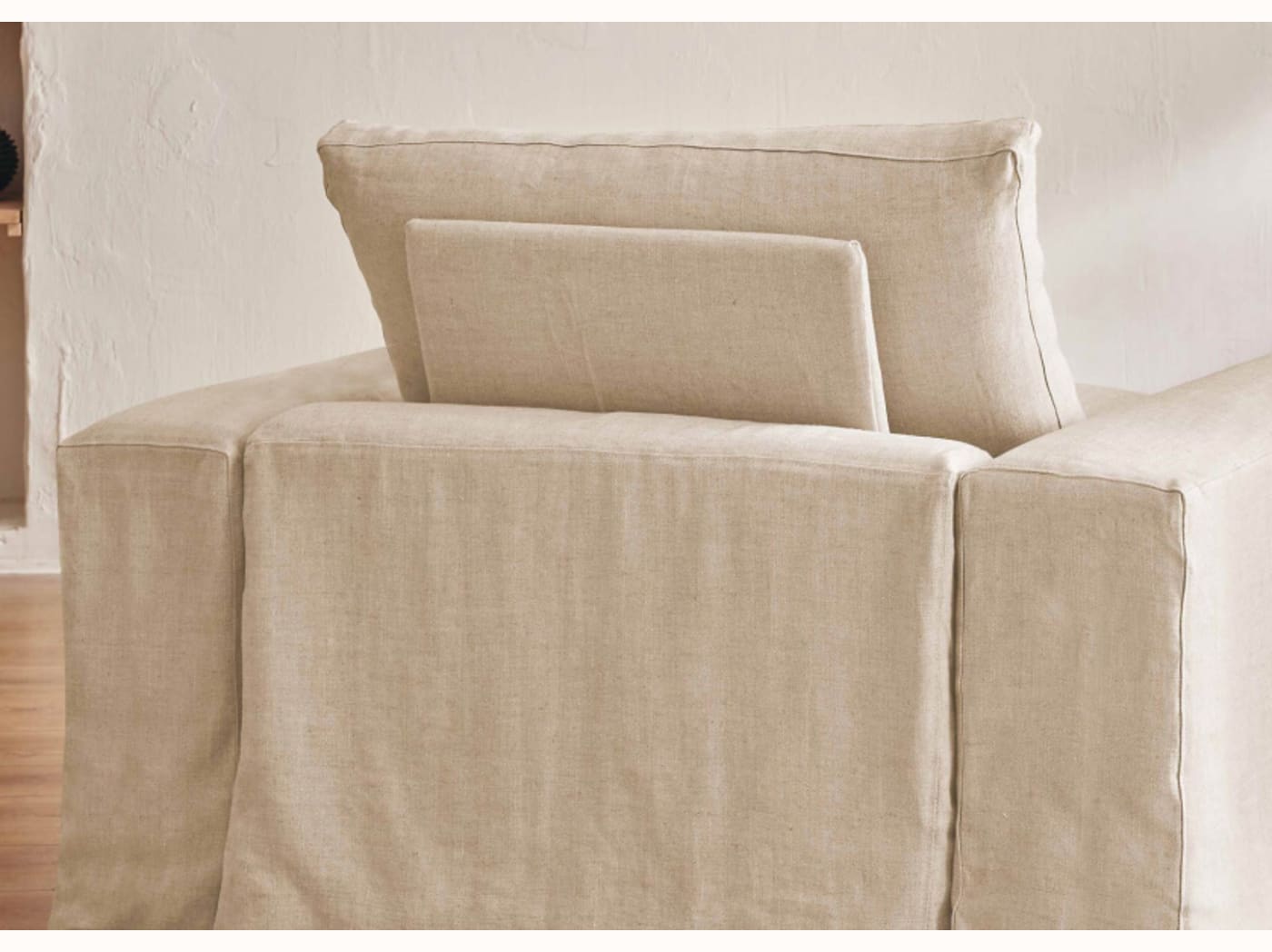 Fauteuil large en lin LENO - 80 cm