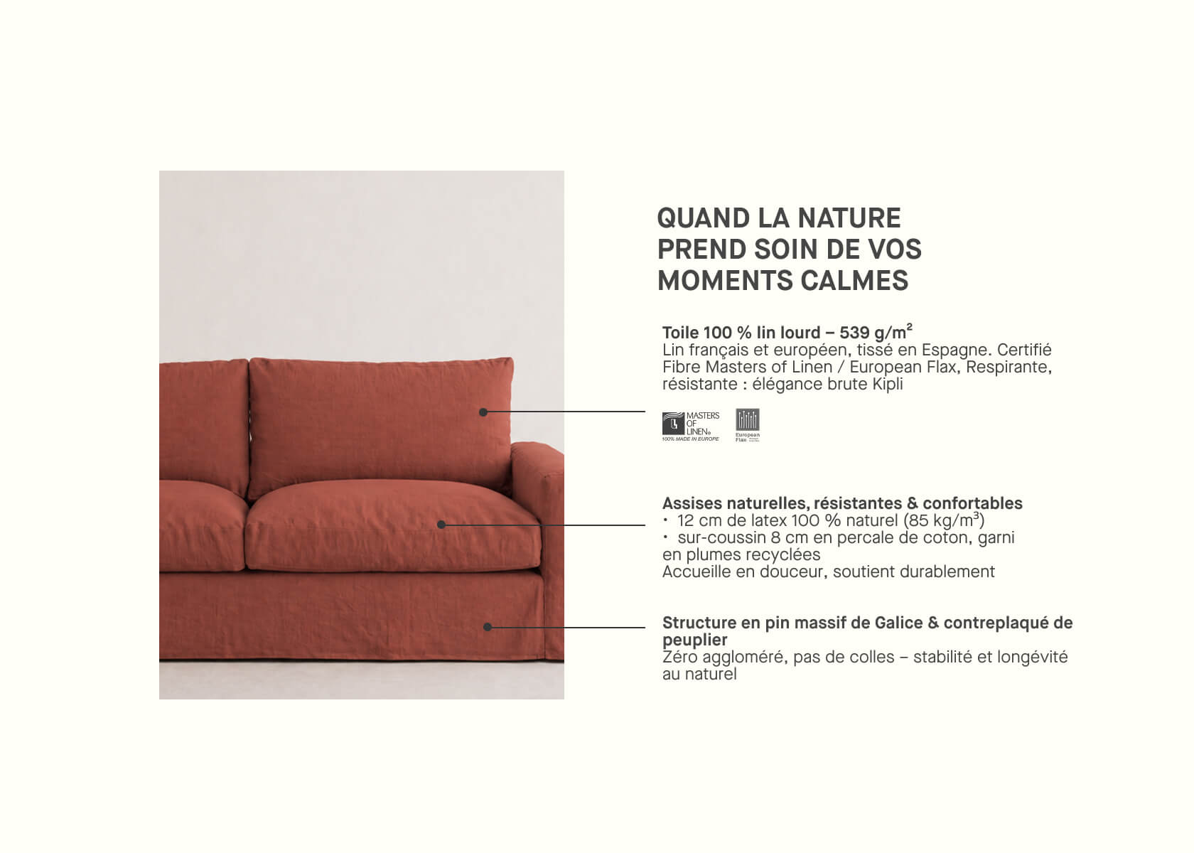 3-Sitzer-Sofa aus Leinen LENO