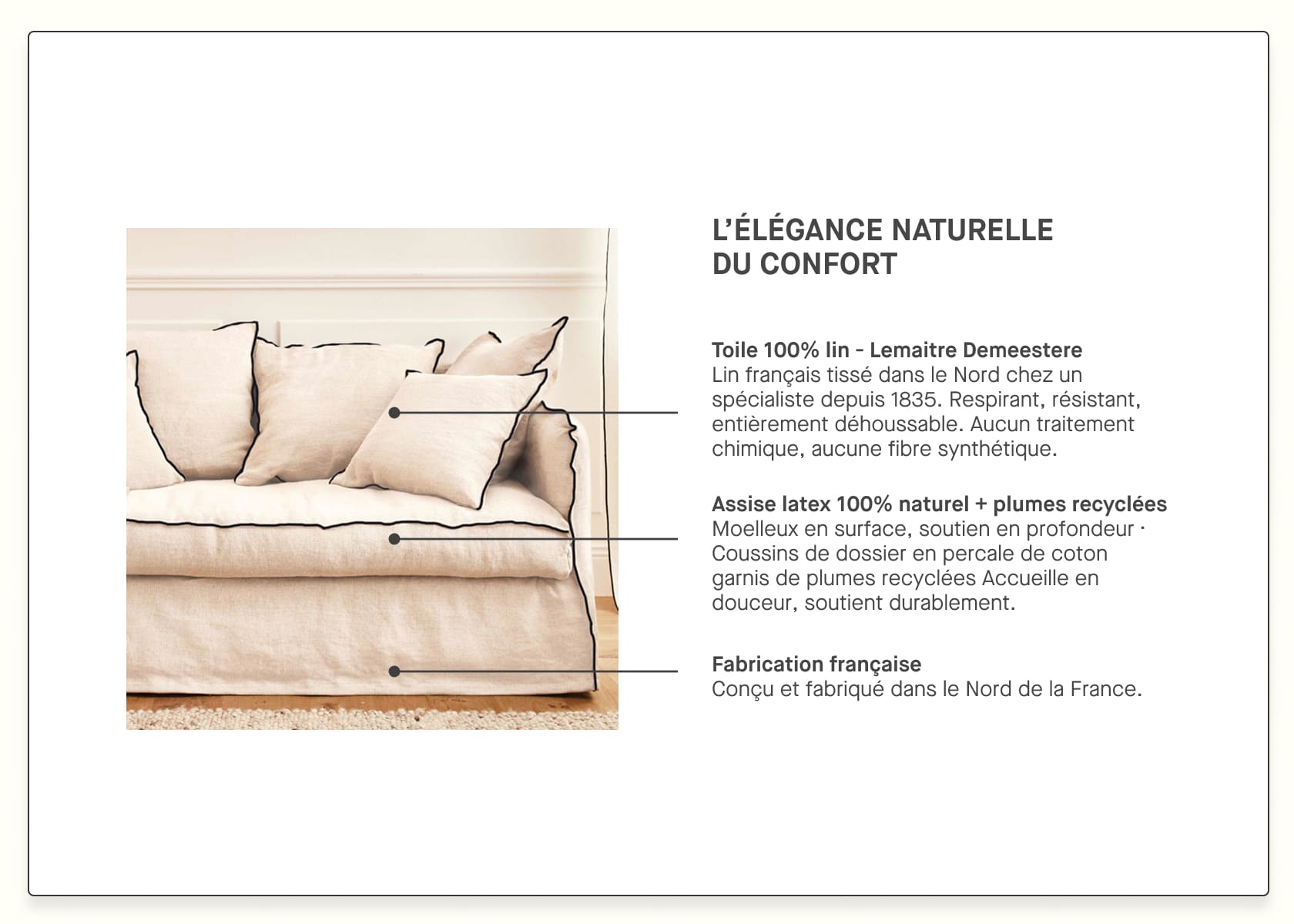 OLIA-Sofa aus Leinen