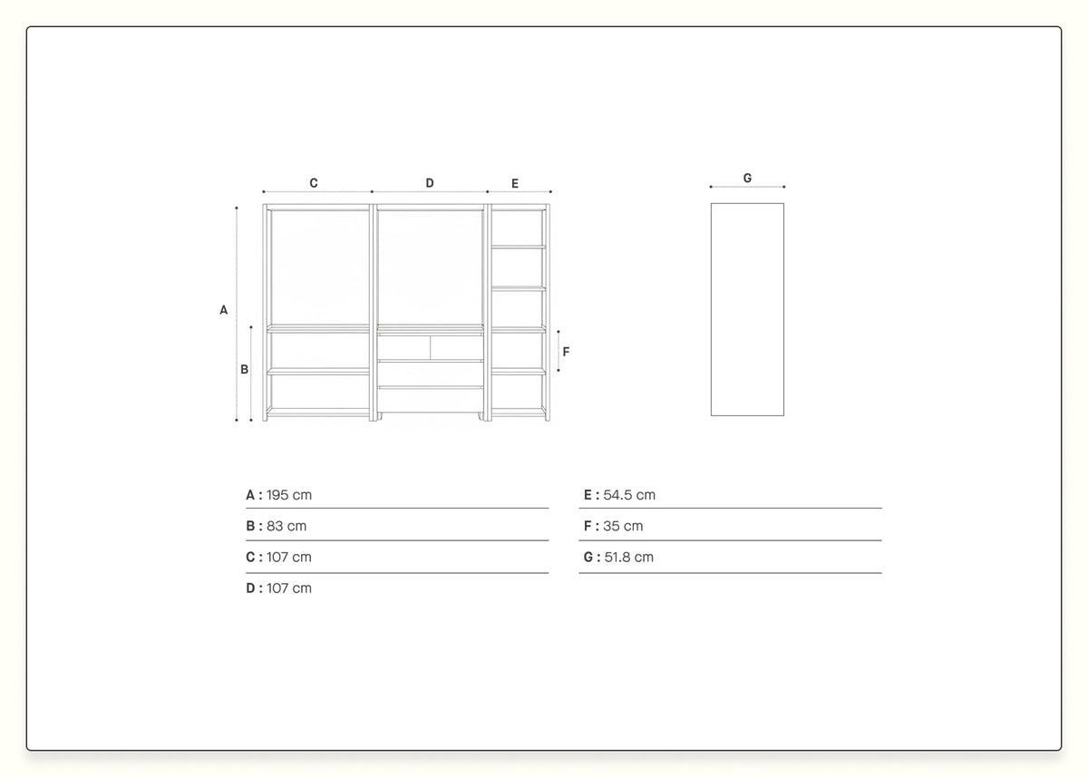 Modularer Kleiderschrank aus Massivholz AVA