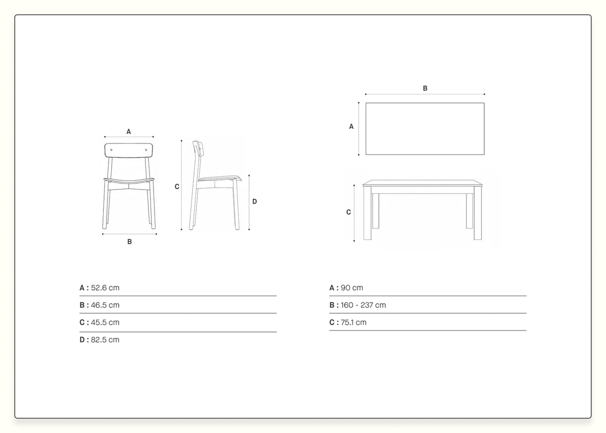 Set tavolo e sedie in legno massello MAIA