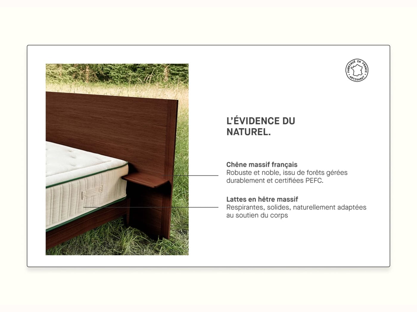 Bett mit Lattenrost aus massiver Eiche CLAIRIÈRE