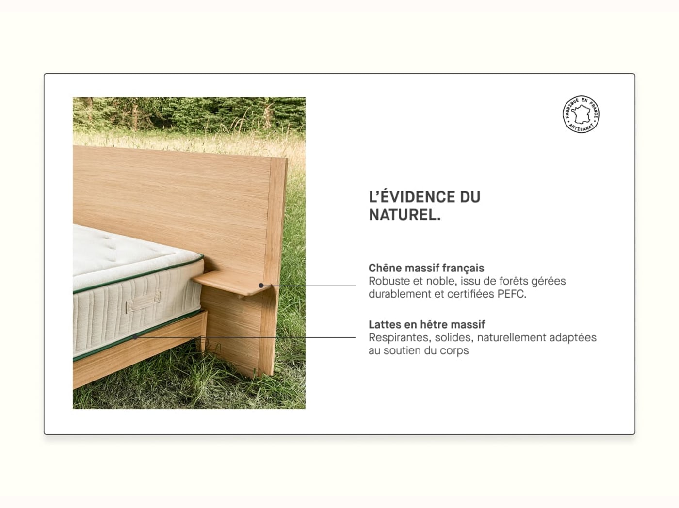 Bett mit Lattenrost aus massiver Eiche CLAIRIÈRE