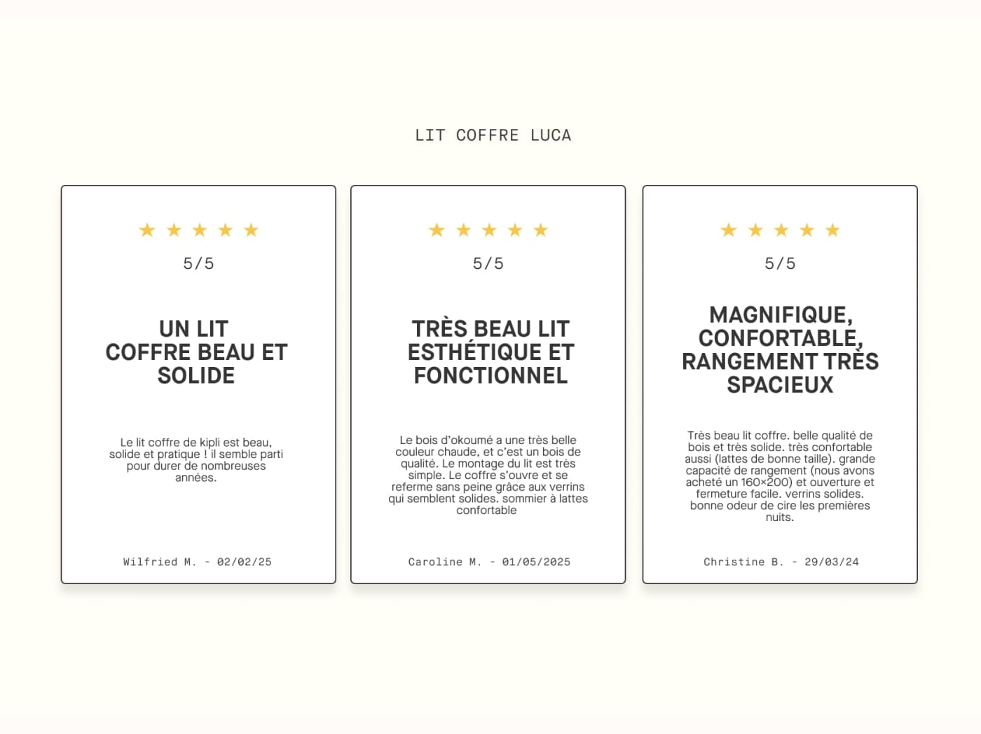 Lit coffre en bois massif LUCA