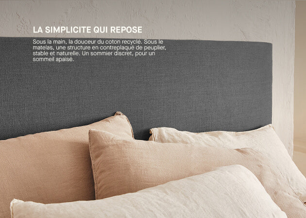 Lit coffre en bois et lin OTTO