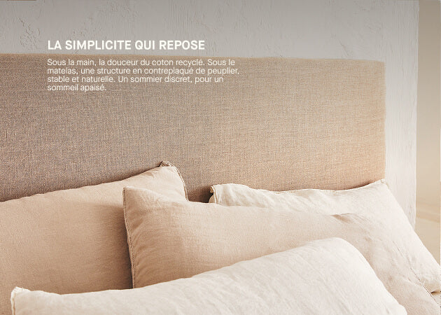 Lit coffre en bois et lin OTTO