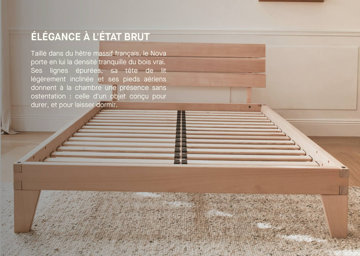 Lit avec sommier en hêtre massif NOVA