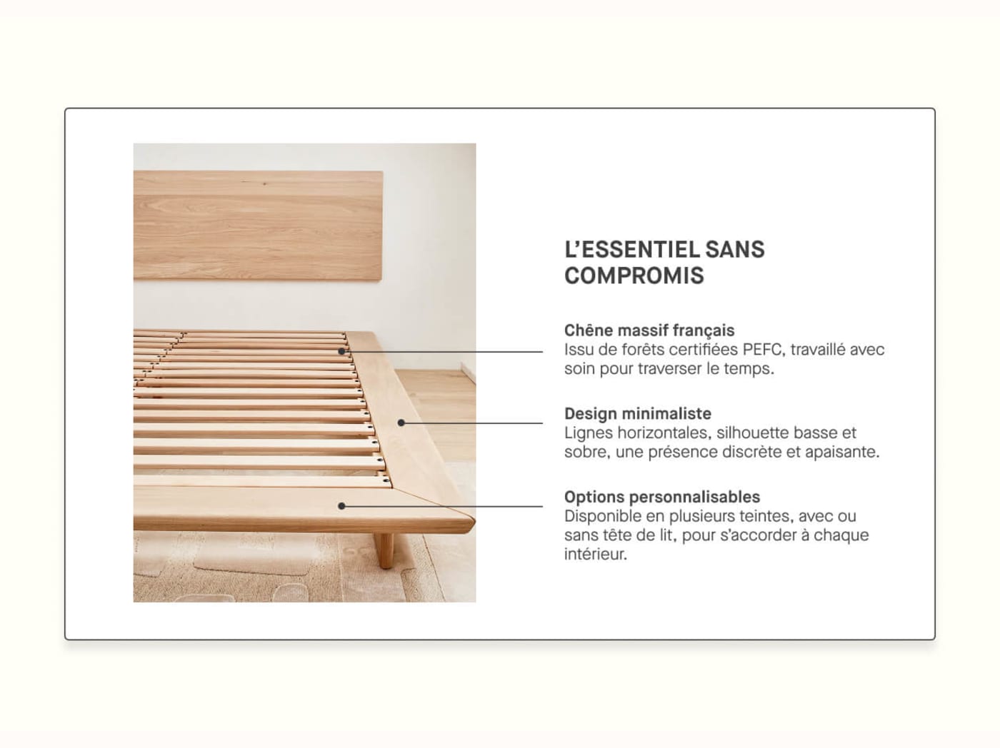 Letto a piattaforma in legno massello LIVIA