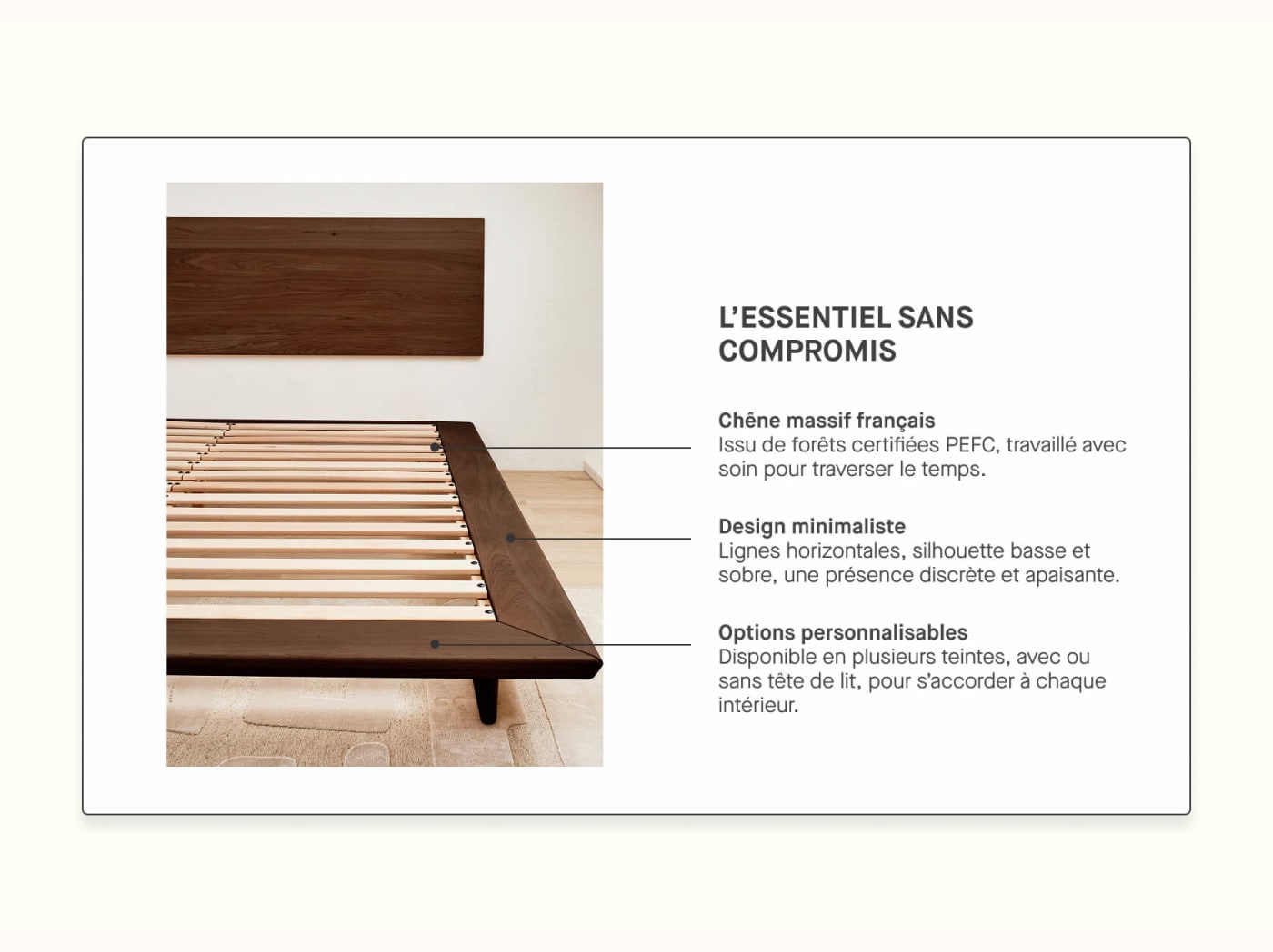Letto a piattaforma in legno massello LIVIA