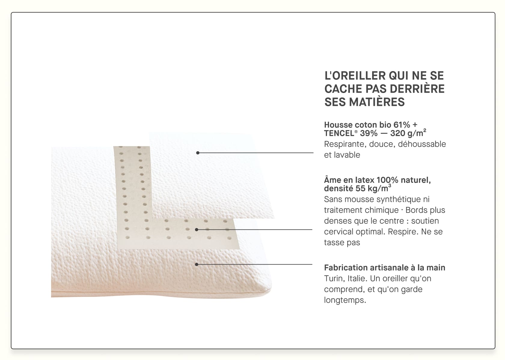 Oreiller en latex naturel
