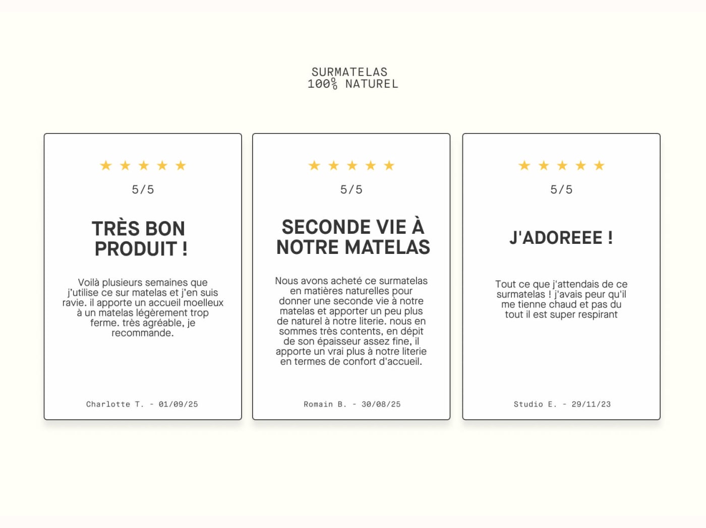Surmatelas 100% naturel