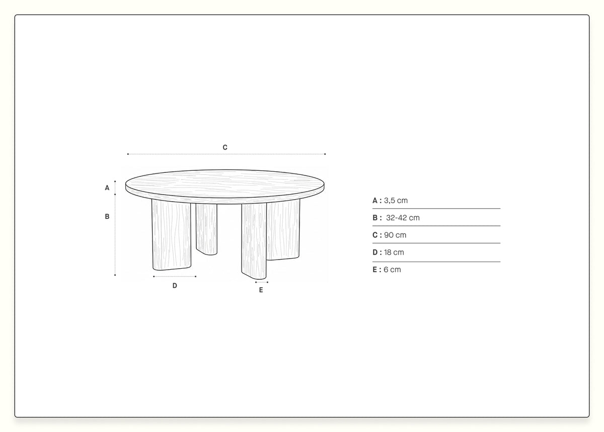 Runder Couchtisch aus Holz BAOBAB – 90 cm